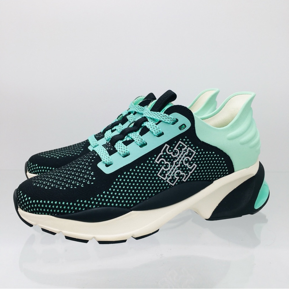 Tory Burch Good Luck Knit Trainer- Mint / Black Sneakers Size 6 M